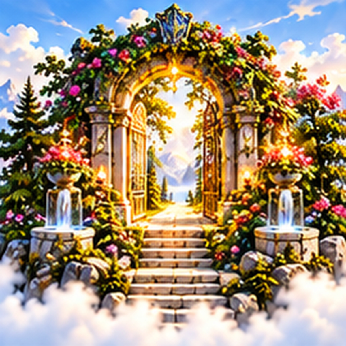 Rose Garden Gate tile art preview